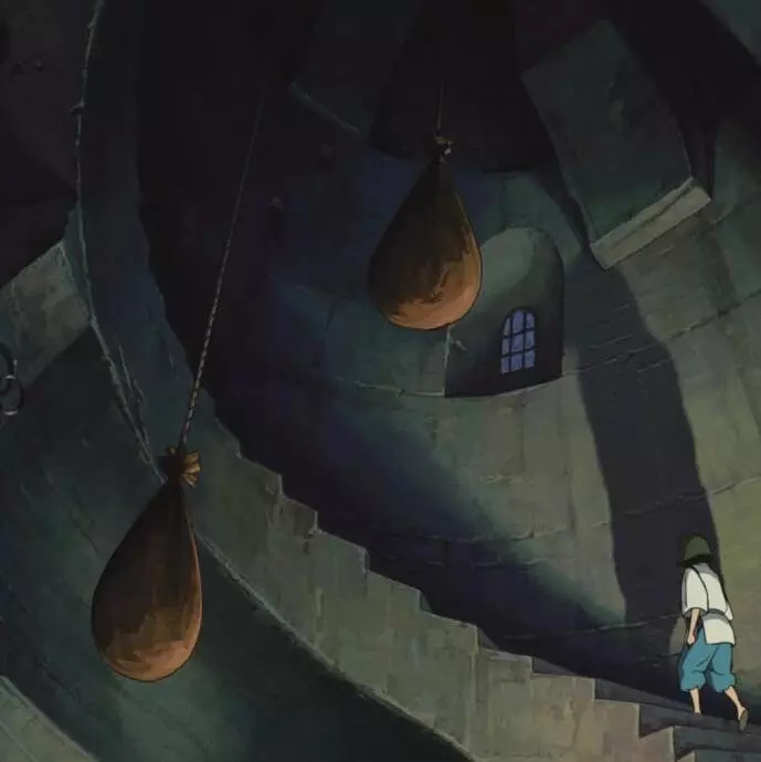 Haku walking up stairs in the 2001 movie Spirited Away